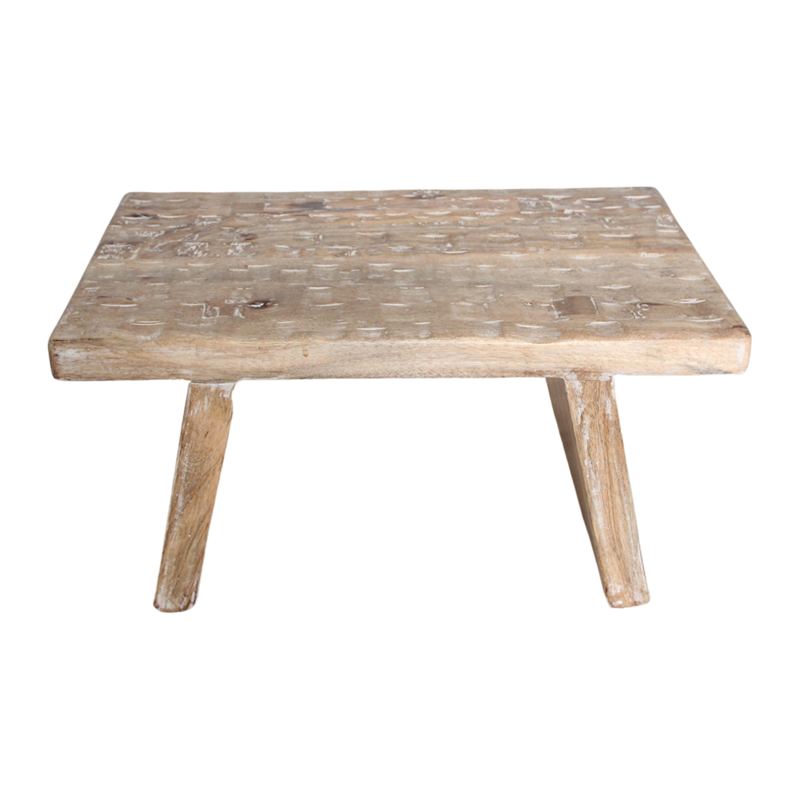 Raw Materials-collectie Natural Mango Wood Side Table/Stool - 40x25x20 cm
