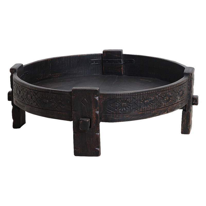 Raw Materials-collectie Black Chakki side table - 73x73x25 cm