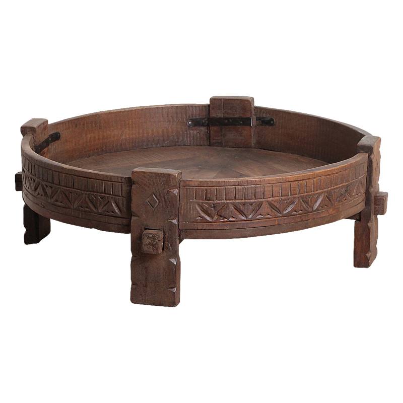 Raw Materials-collectie Brown Chakki side table - 73x73x25 cm