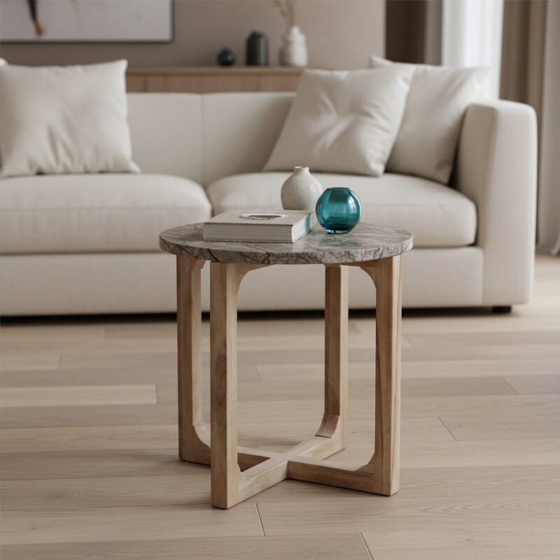 Raw Materials-collectie Marmeren bijzettafel Bizar - 50x50x50 cm