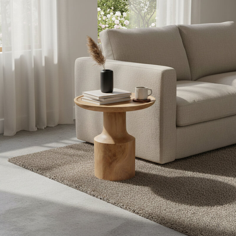 Raw Materials-collectie Nero teak side table "Day" - natural teak