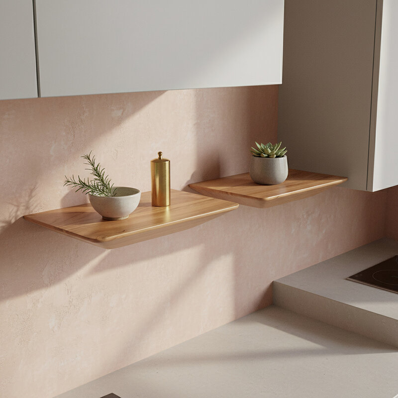 Raw Materials-collectie Craftsman teak wall shelf - set of 2 25 cm