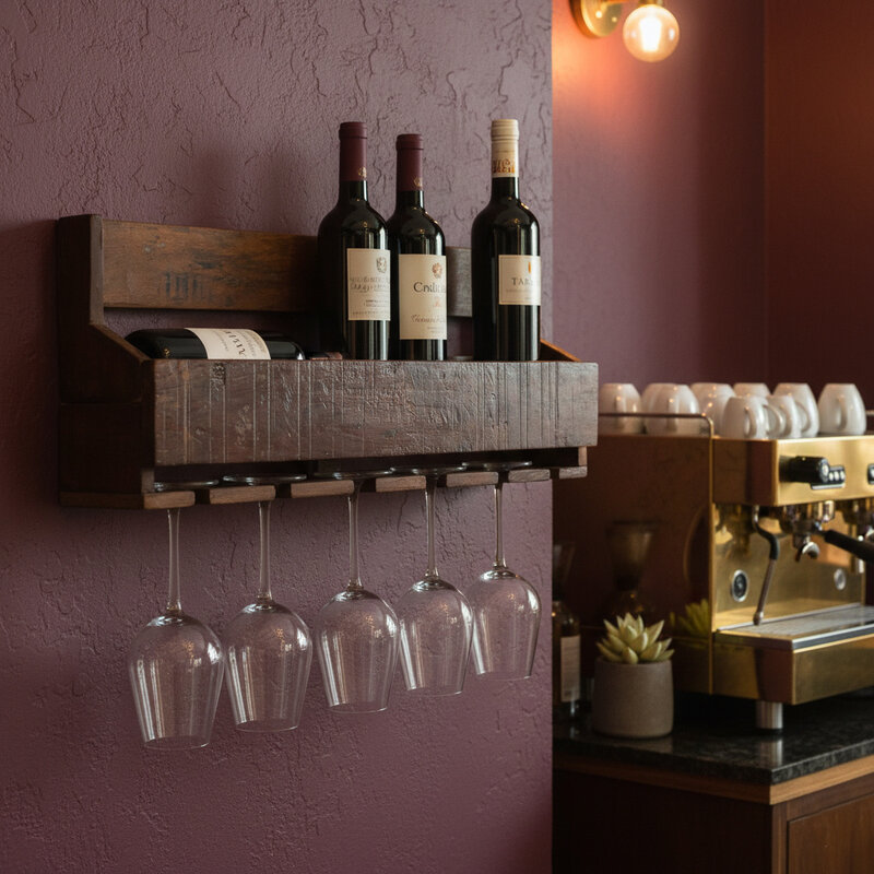 Raw Materials-collectie Factory Hanging Wine Rack - FSC Recycled Wood - 12x60x28 cm