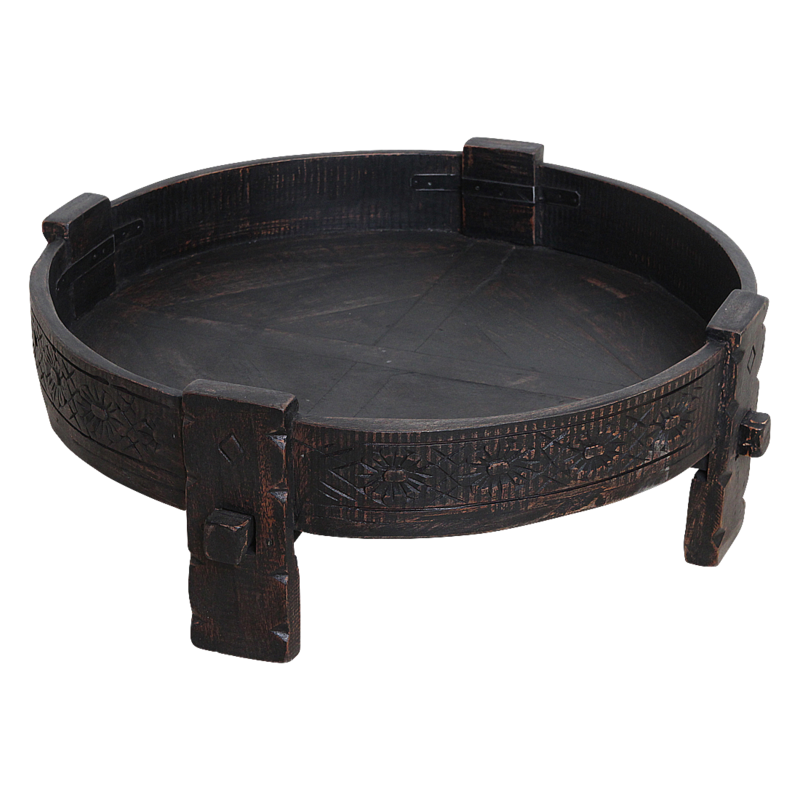 Raw Materials-collectie Black Chakki side table - 73x73x25 cm