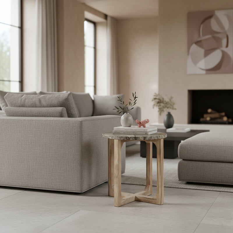 Raw Materials-collectie Marmeren bijzettafel Bizar - 50x50x50 cm