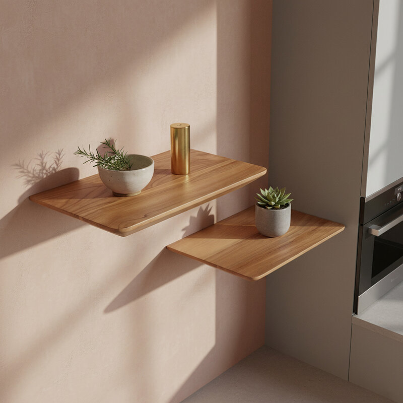 Raw Materials-collectie Craftsman teak wall shelf - set of 2 25 cm