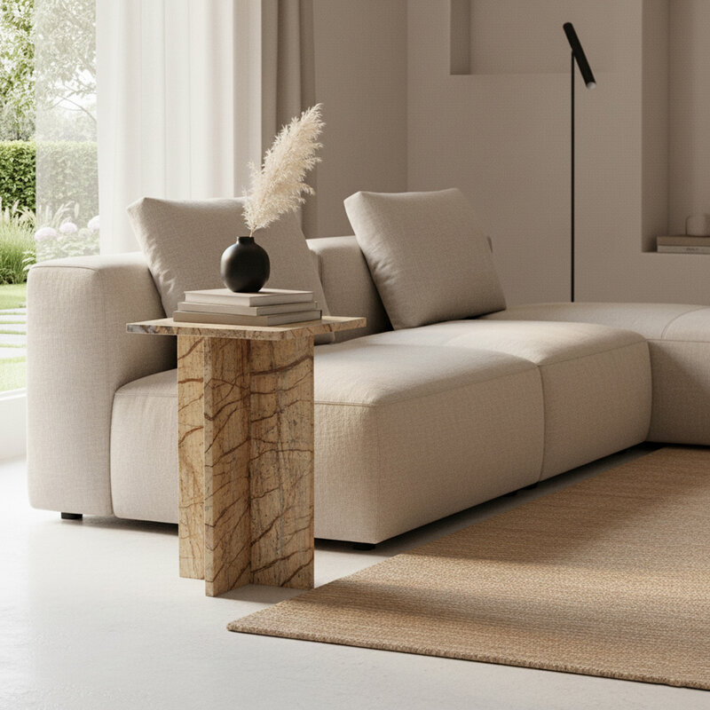 Raw Materials-collectie Seoel marmeren bijzettafel - Bizar