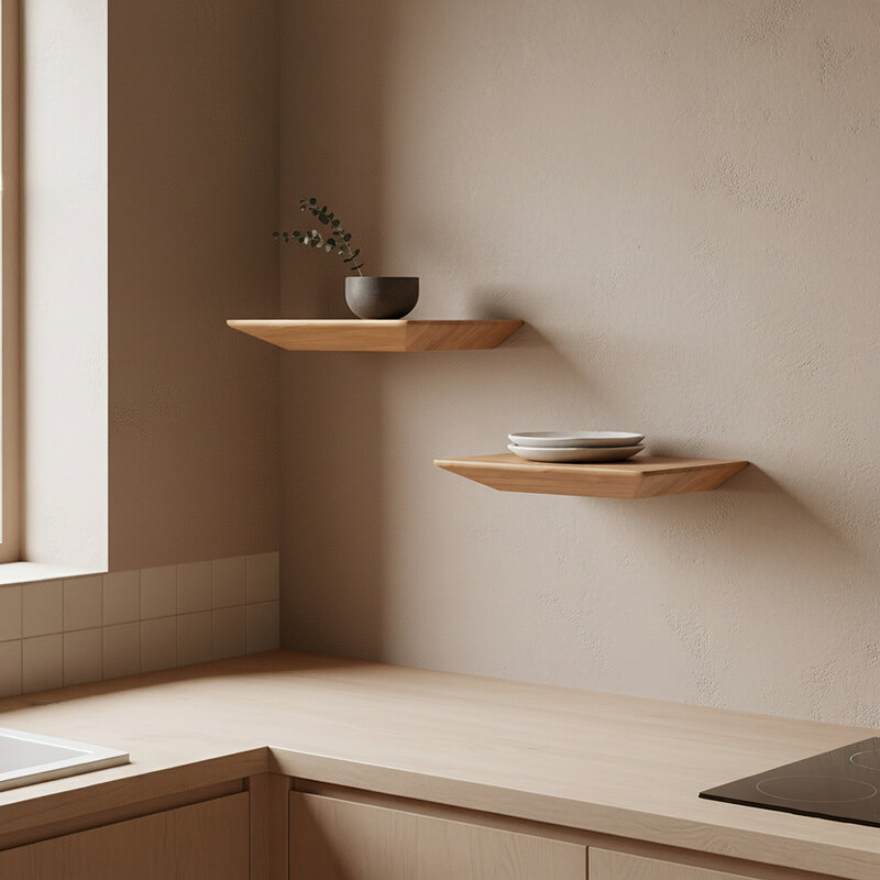 Raw Materials-collectie Craftsman teak wall shelf - set of 2 25 cm