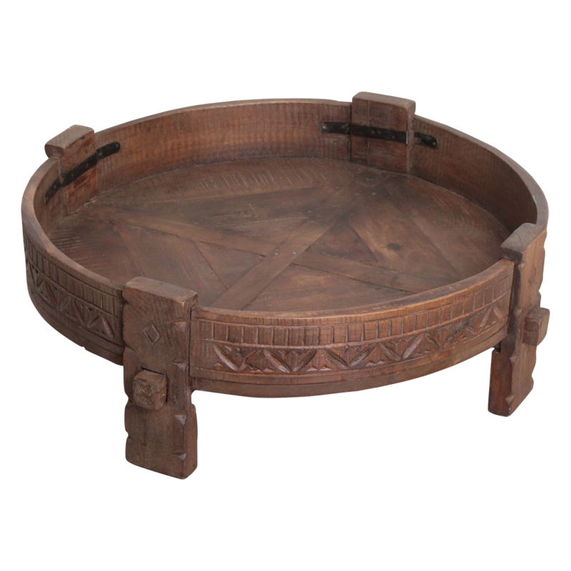 Raw Materials-collectie Brown Chakki side table - 73x73x25 cm