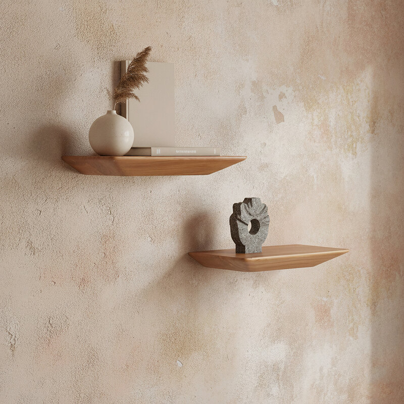 Raw Materials-collectie Craftsman teakhouten wandplank - set/2 25 cm