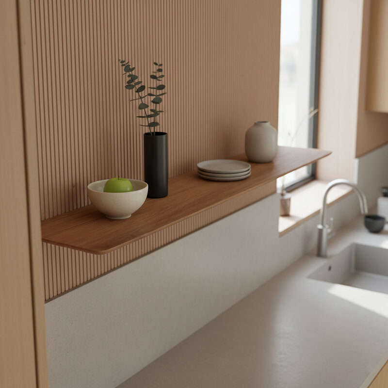 Raw Materials-collectie Craftsman teak wall shelf - 90 cm