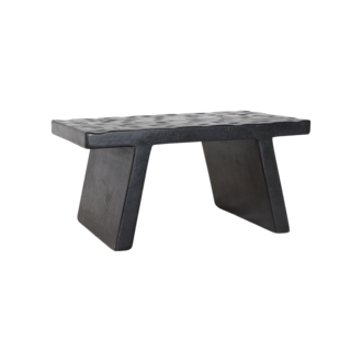 Raw Materials Mangohouten bijzettafel/kruk zwart - 40x25x20 cm