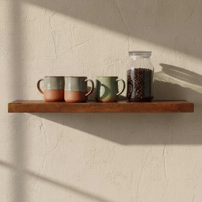 Raw Materials-collectie Factory zwevende wandplank - FSC-gerecycled hout - 80x18x3,8 cm