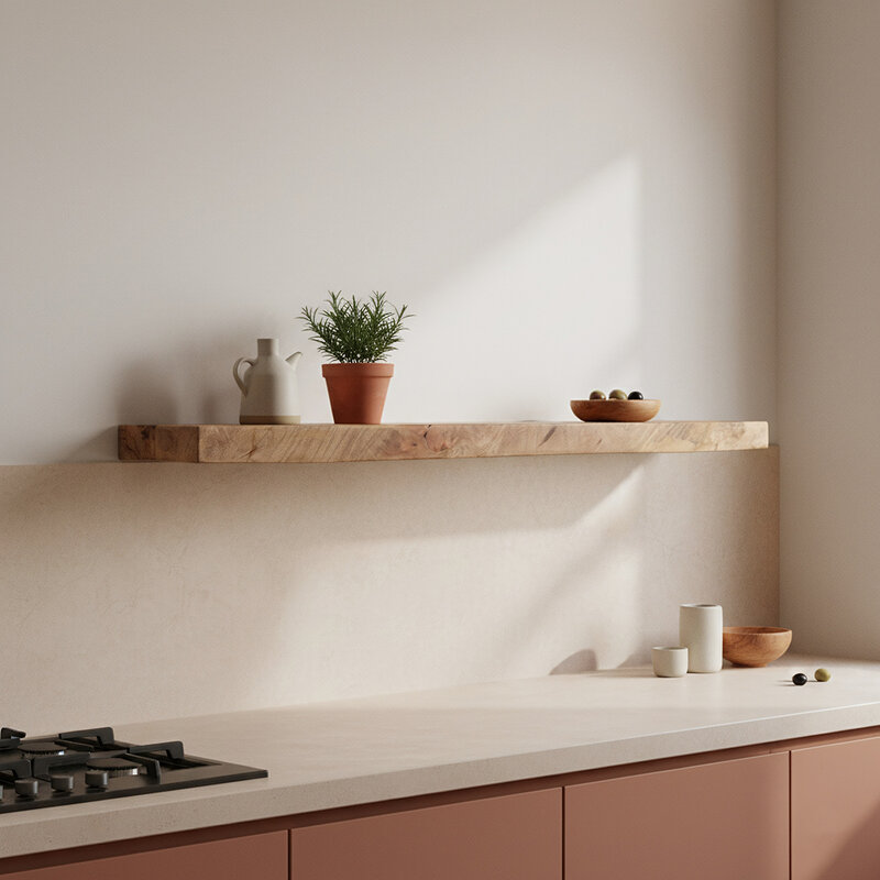 Raw Materials-collectie Mangohouten zwevende wandplank - 80x18x3,8 cm