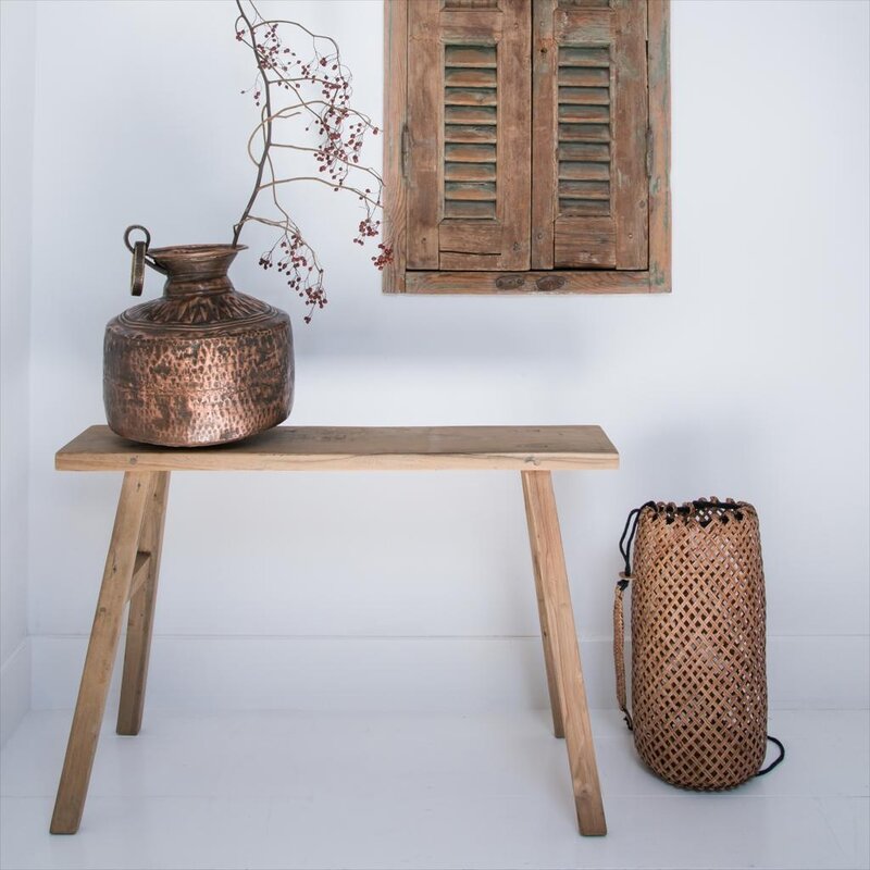 Raw Materials-collectie Java carpenter bijzettafel/bankje - Gerecycled hout - 80x17x50 cm