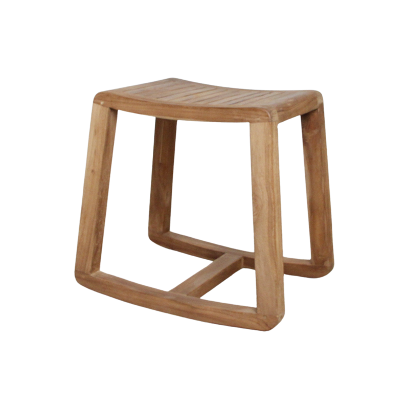 Raw Materials-collectie Teak rocking stool - 49x36x45 cm