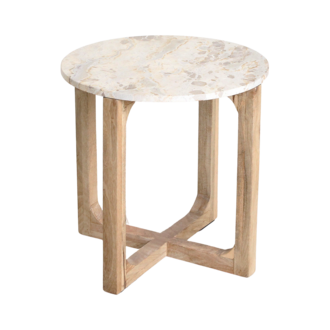 Raw Materials Marmeren bijzettafel CrÃ©me - 50x50x50 cm