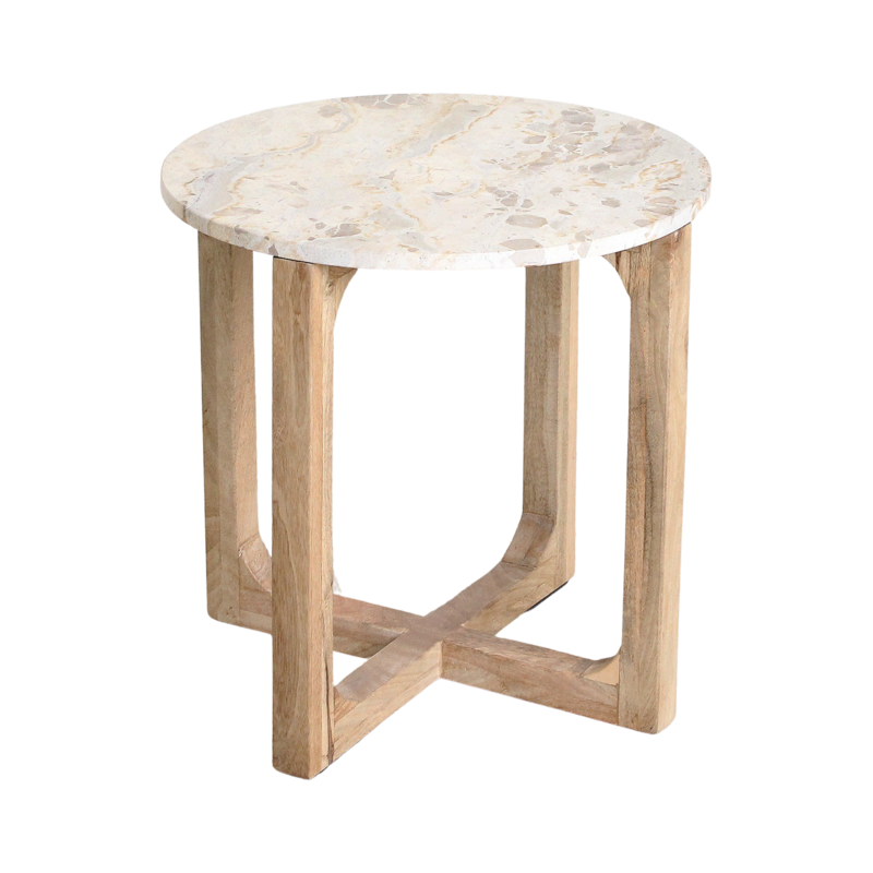 Raw Materials-collectie Marmeren bijzettafel CrÃ©me - 50x50x50 cm