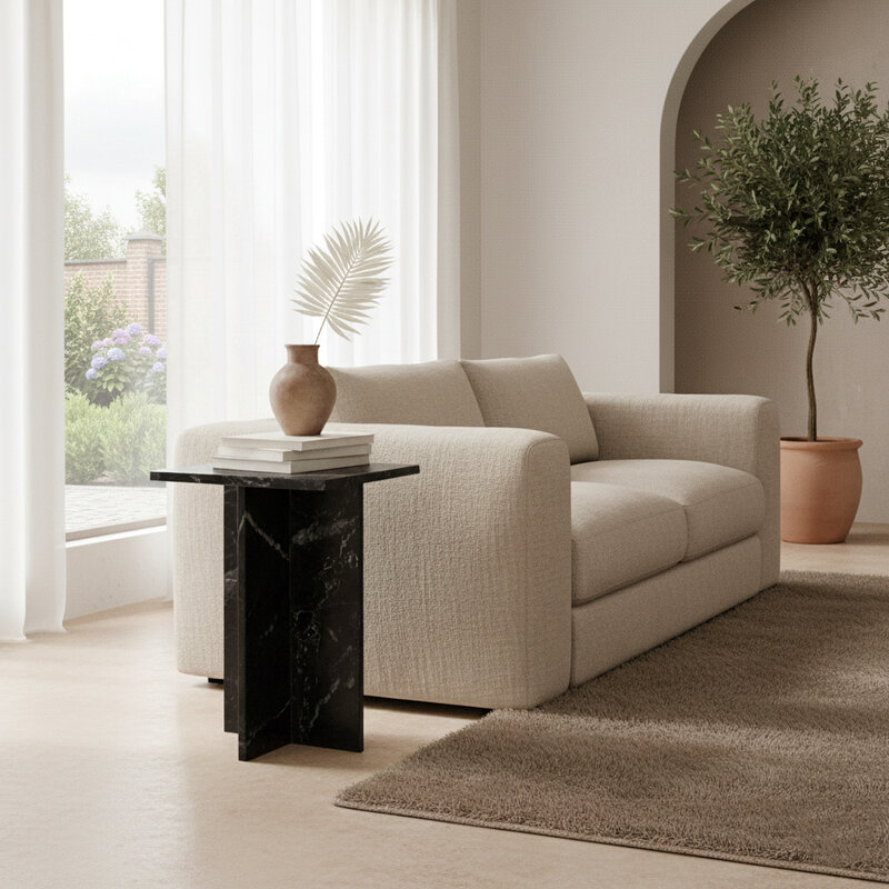 Raw Materials-collectie Shanghai marmeren bijzettafel - zwart