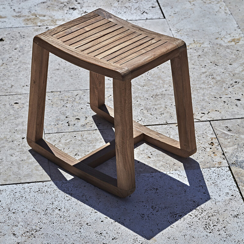 Raw Materials-collectie Teak rocking stool - 49x36x45 cm