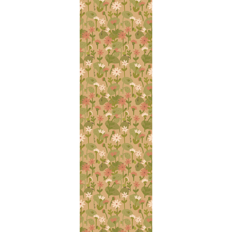 Meet Me at the Wall-collectie Blooming daisies – Warm beige Wallpaper by Lotte Dirks | Into the Flowerfields Collection