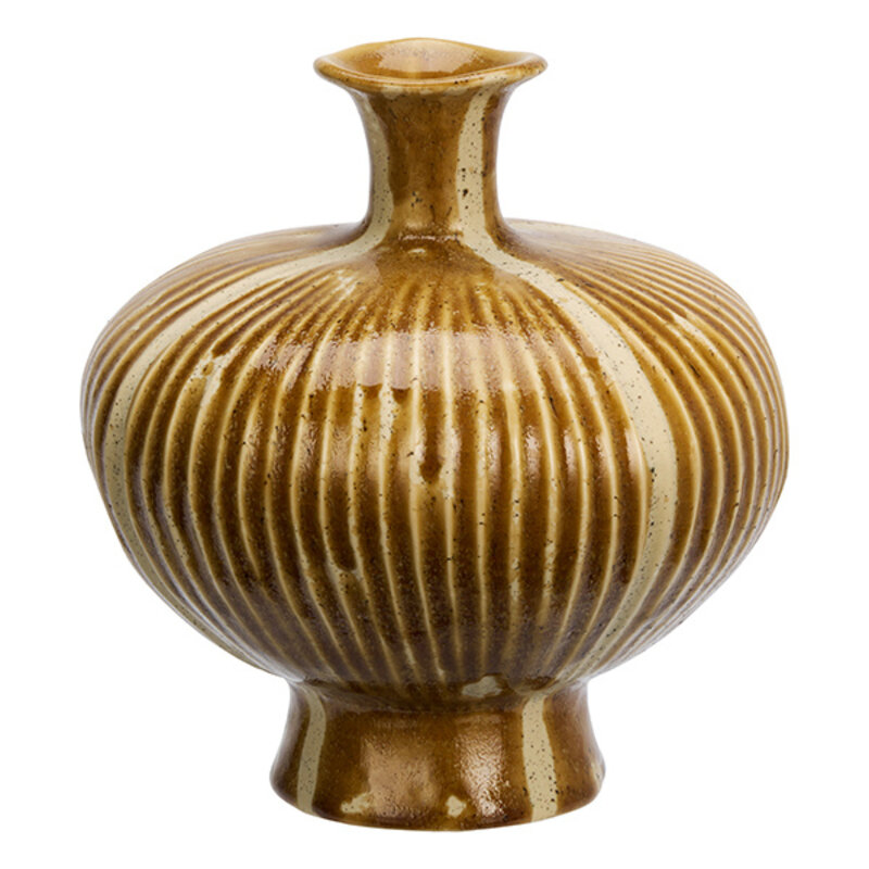 Madam Stoltz-collectie Stoneware vase Mustard, natural