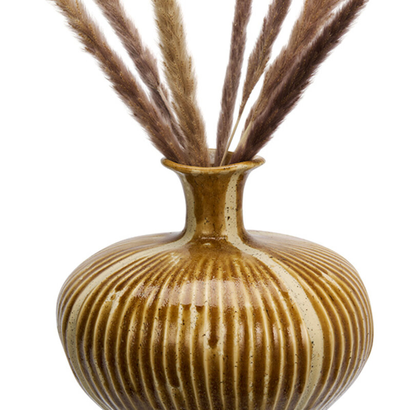 Madam Stoltz-collectie Stoneware vase Mustard, natural