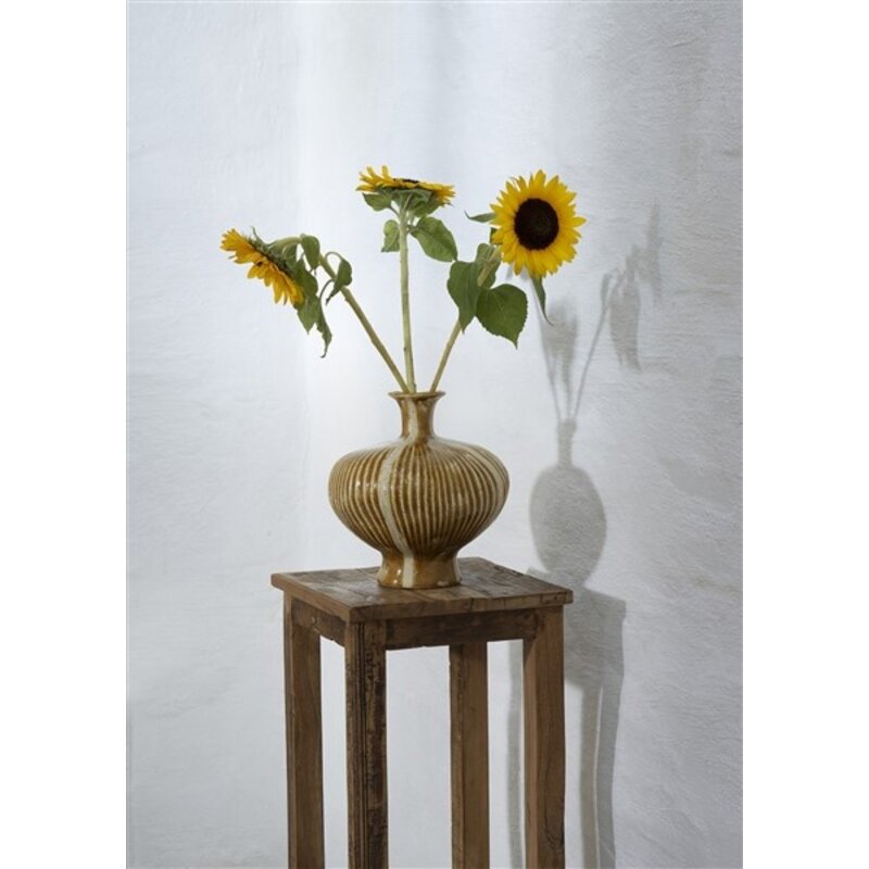 Madam Stoltz-collectie Stoneware vase Mustard, natural