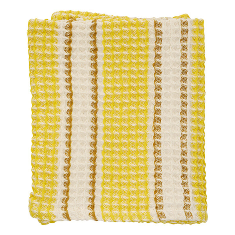 Madam Stoltz-collectie Wafel handdoek: geel gebroken wit