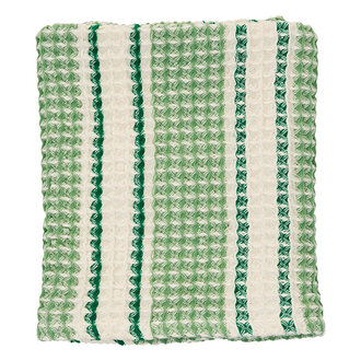 Madam Stoltz Waffle hand towel Green, off white