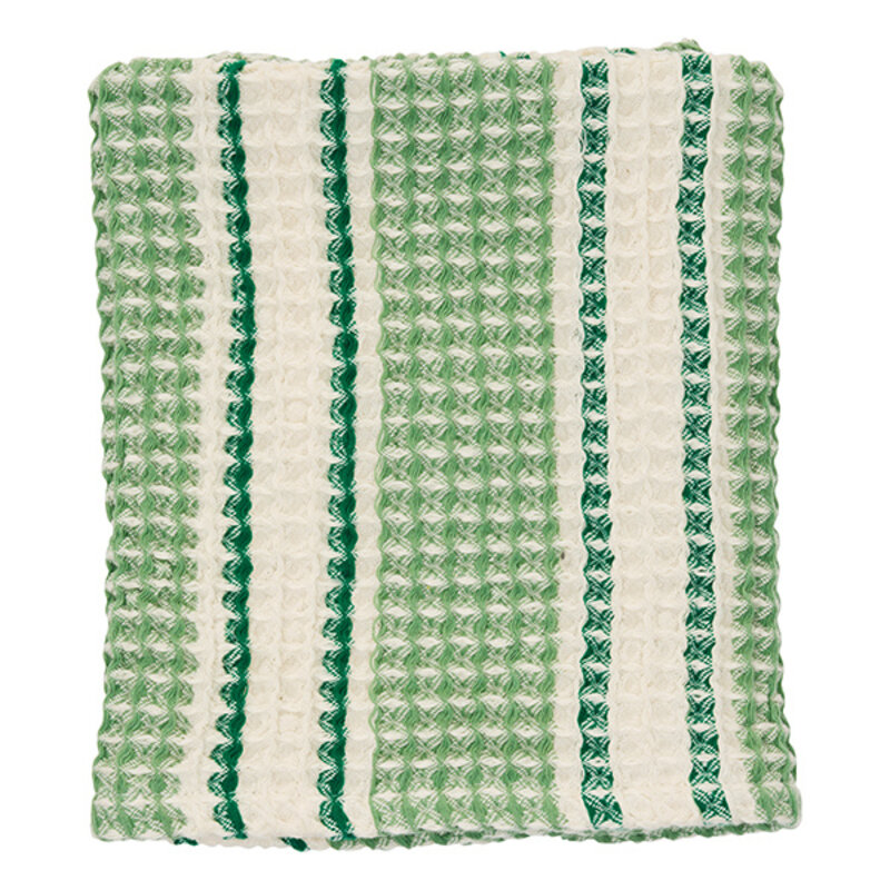 Madam Stoltz-collectie Wafel handdoek: groen gebroken wit