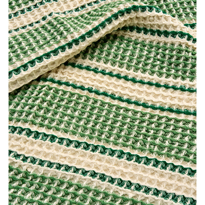 Madam Stoltz-collectie Waffle hand towel Green, off white