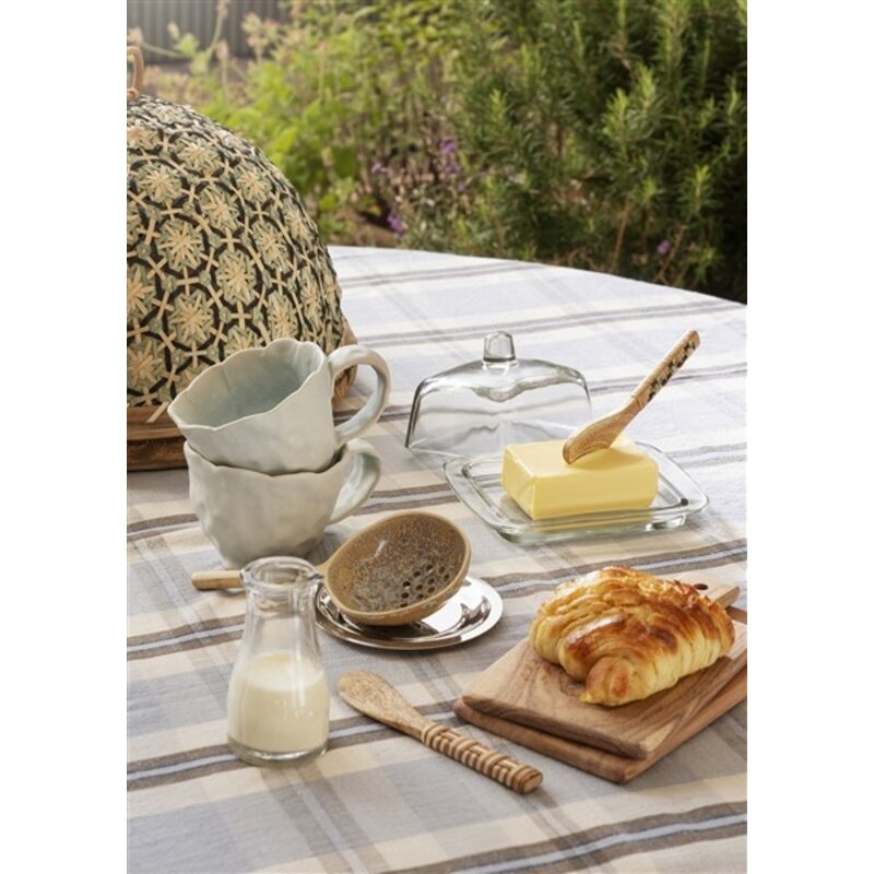 Madam Stoltz-collectie Checked cotton tablecloth Light blue, taupe, off white, navy