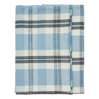 Madam Stoltz Geruit katoenen tafelkleed: lichtblauw taupe gebroken wit marineblauw