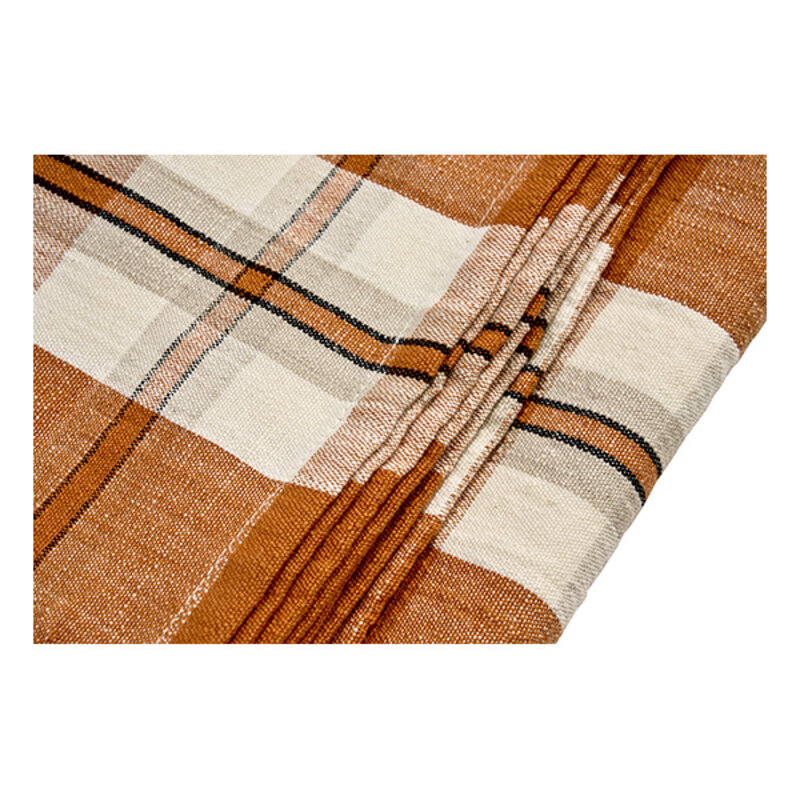 Madam Stoltz-collectie Checked cotton tablecloth Pumpkin spice, off white, light grey, black