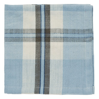 Madam Stoltz Checked cotton napkins Light blue, taupe, off white, navy
