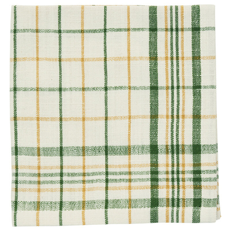 Madam Stoltz-collectie Checked cotton napkins Off white, yellow, green