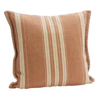 Madam Stoltz Gestreepte kussenhoes Oudroze gebroken wit