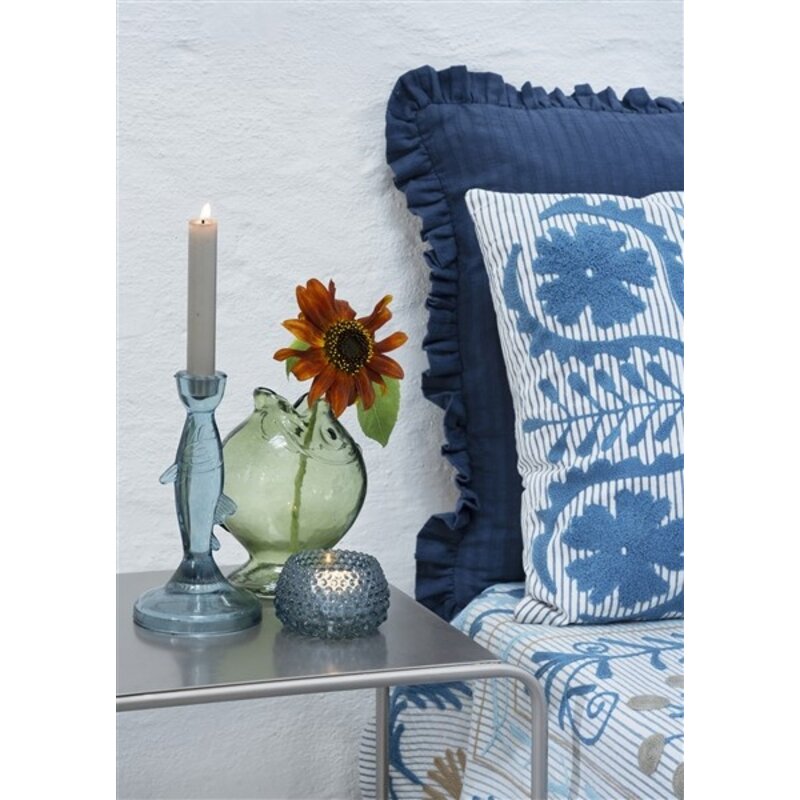 Madam Stoltz-collectie Kussenhoes met ruches Donkerblauw