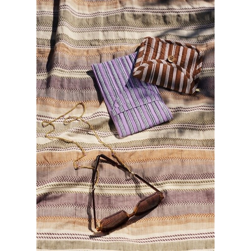 Madam Stoltz-collectie Striped hammam towel Burnt orange multi coloured