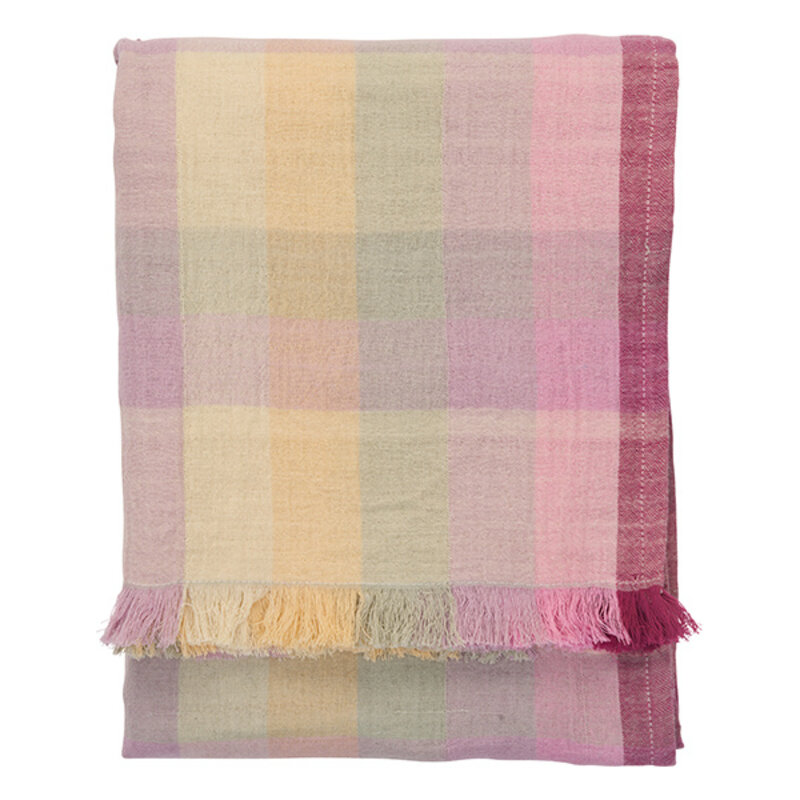 Madam Stoltz-collectie Checked hammam towel Pink multi coloured