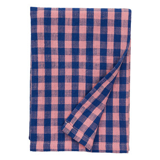 Madam Stoltz Checked kitchen towel Blue, pink