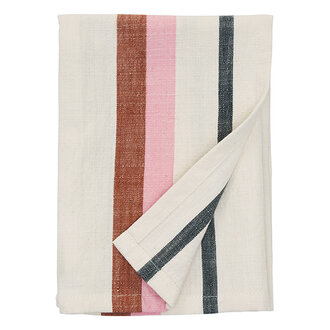 Madam Stoltz Striped kitchen towel Off white, rust, pink, charcoal