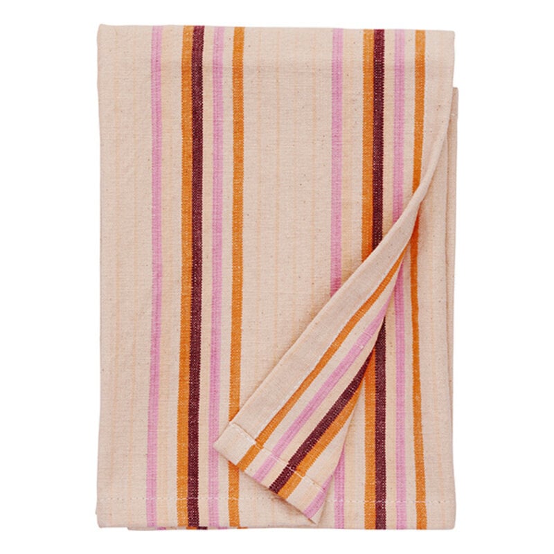 Madam Stoltz-collectie Striped kitchen towel Powder, pink, orange, bordeaux