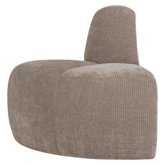 WOOOD Mojo Eetbank Hoek Rond Rugleuning Ribstof Donkerzand [Fsc]