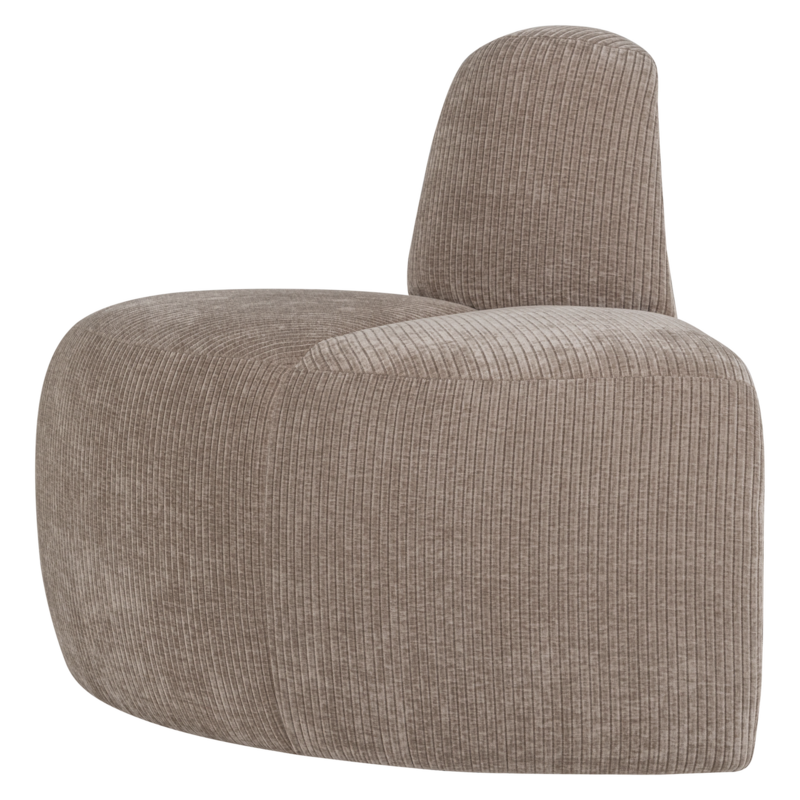 WOOOD-collectie Mojo Eetbank Hoek Rond Rugleuning Ribstof Donkerzand [Fsc]