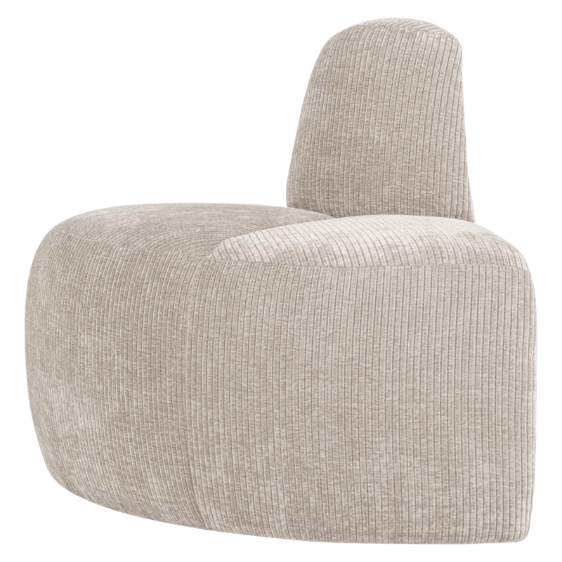 WOOOD-collectie Mojo Eetbank Hoek Rond Rugleuning Ribstof Ecru [Fsc]