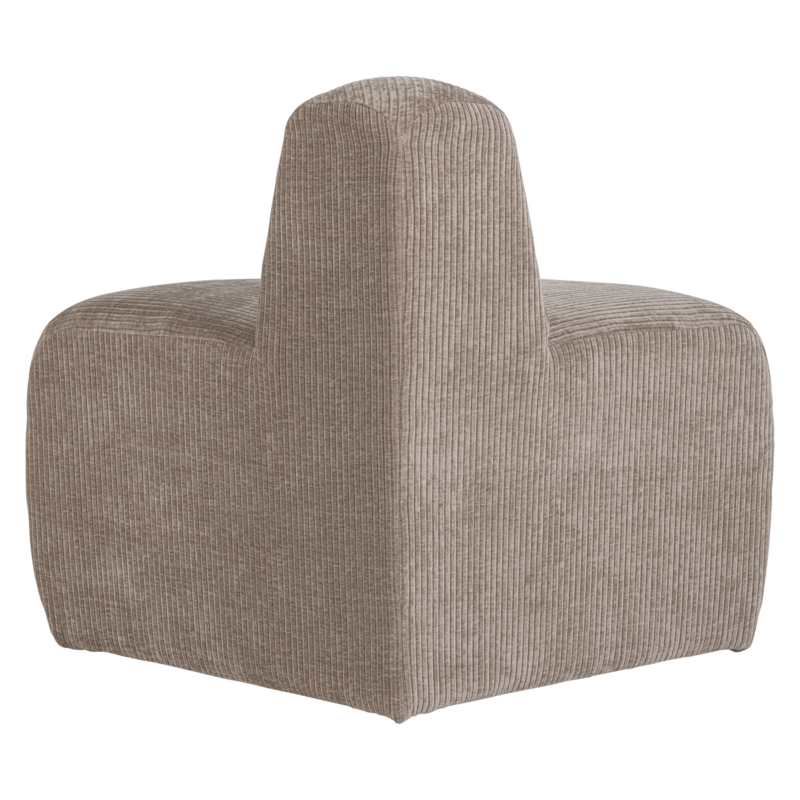 WOOOD-collectie Mojo Eetbank Hoek Rond Rugleuning Ribstof Donkerzand [Fsc]