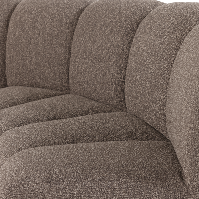 WOOOD-collectie Mojo Eetbank Halfronde Hoek Rugleuning Boucle Bruin [Fsc]
