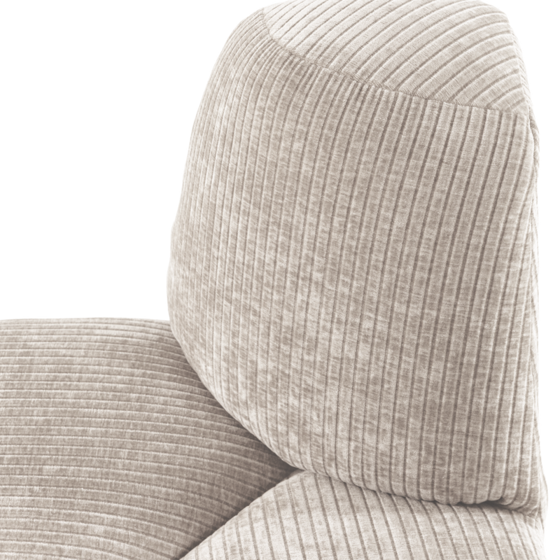 WOOOD-collectie Mojo Eetbank Hoek Rond Rugleuning Ribstof Ecru [Fsc]